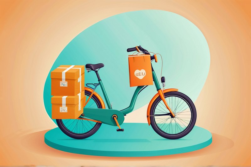 Delivery person in a helmet using a smartphone